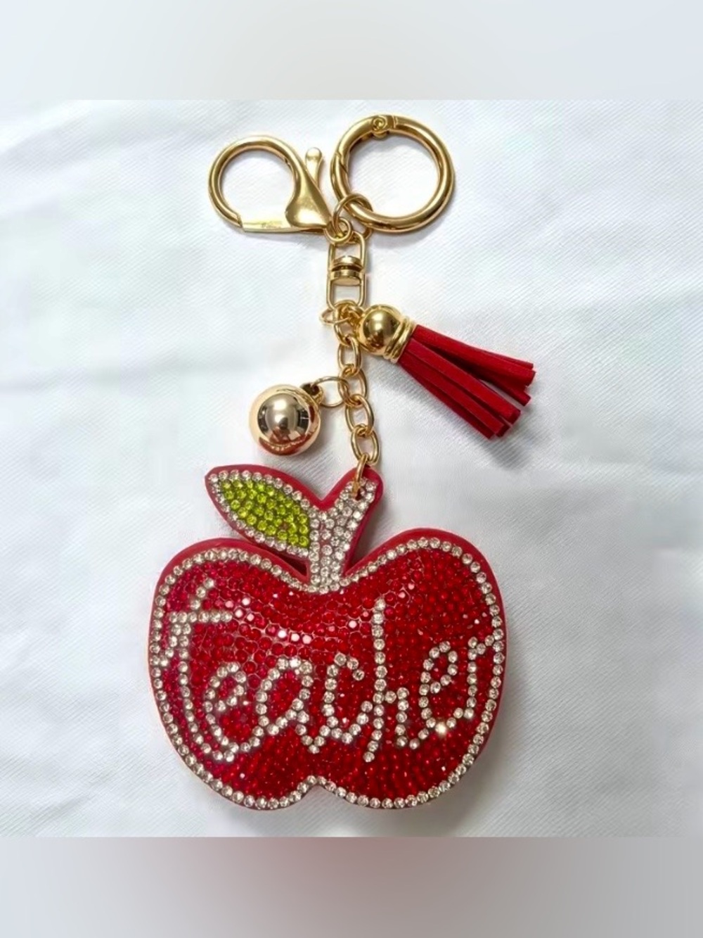 $42.00- Red Crystal Teacher Apple 🍎 Bag Charm Keychain